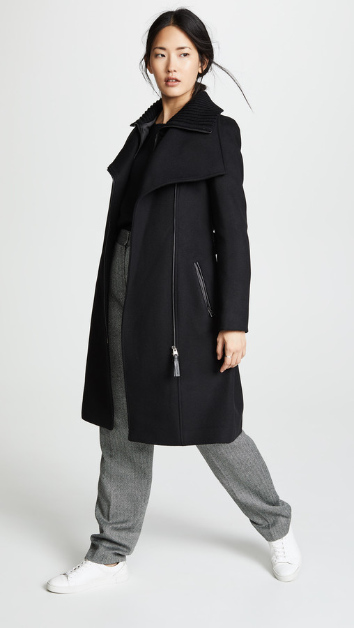 mackage black wool coat