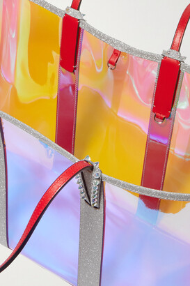 Christian Louboutin Cabata Spiked Pvc And Glittered-leather Tote - Clear