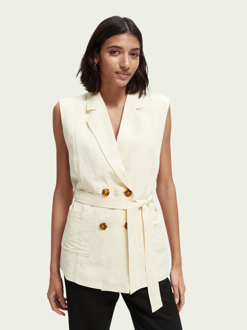 Belted doublebreasted gilet Women ShopStyle Vests