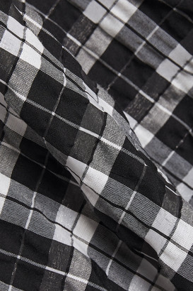 Ganni Charron Asymmetric Checked Cotton-blend Seersucker Shirt Dress