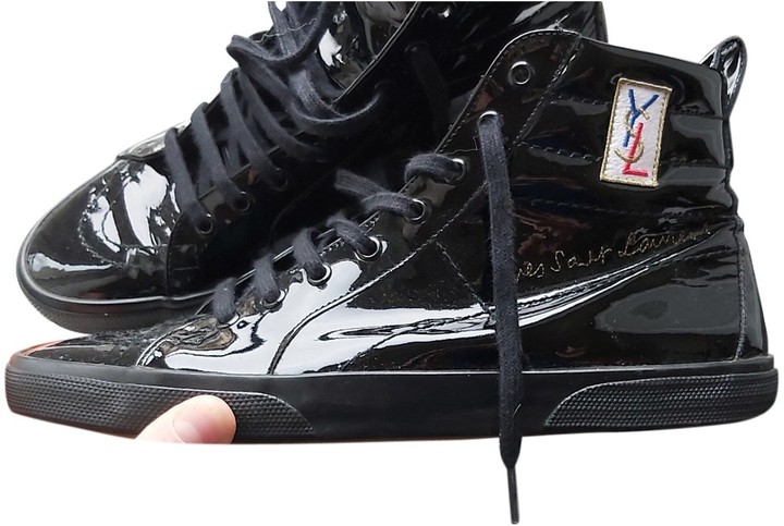 black patent trainers