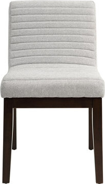 Gray Linen Side Chair 2Pcs - Stylish Upholstery And Warm Brown Hint For Everywhere Comfortable Padded Seat Back Created Using Solid Rubberwood Compo