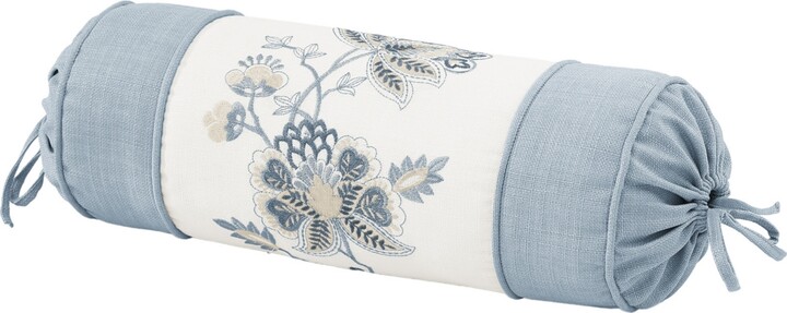 J Queen New York Garden Bloom Neckroll Decorative Pillow, 7" x 17"