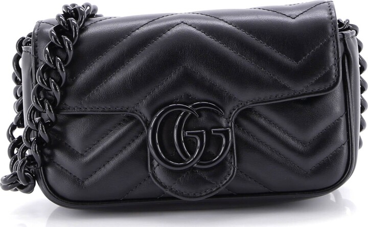 GUCCI GG Marmont Flap Belt Bag Matelasse Leather