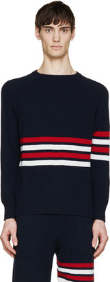 Thom Browne Navy & Red Cashmere Striped Sweater
