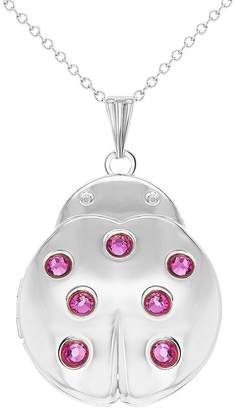 In Season Jewelry Silver Tone Ladybug Locket Crystals Teens Girls Kids Necklace Pendant 16"
