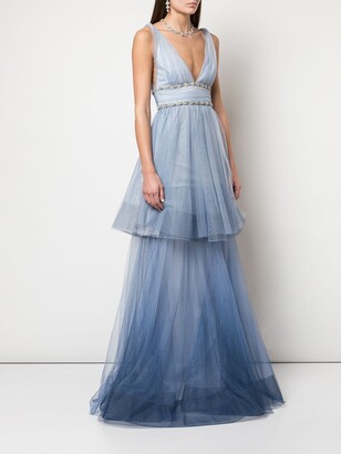 Marchesa Notte Ombré Tiered Gown