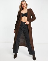 Thumbnail for your product : Parisian long cardigan with pockets in chocolate brown