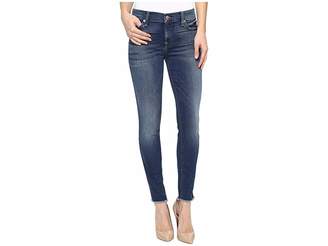 7 For All Mankind The Ankle Skinny w/ Raw Hem in Rich Coastal Blue Women's Jeans