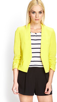 Thumbnail for your product : Forever 21 Collarless Ruched Sleeve Blazer
