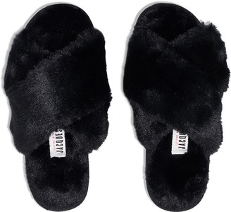 SLEEPING WITH JACQUES Faux-Fur Flat Slippers