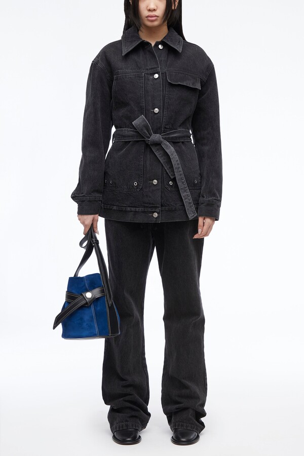 Denim Quilted Chore Jacket in WASHED BLK