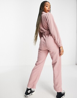 Topshop boilersuit in pink cord - ShopStyle Jumpsuits & Rompers
