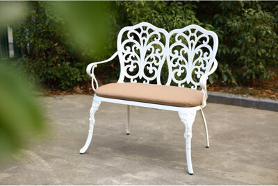 Ophelia & Co. Cast Aluminum Bench With Included Cushion For Patio