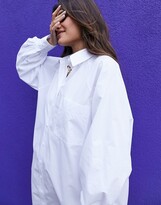 Thumbnail for your product : ASOS DESIGN oversized boyfriend mini shirt dress in white