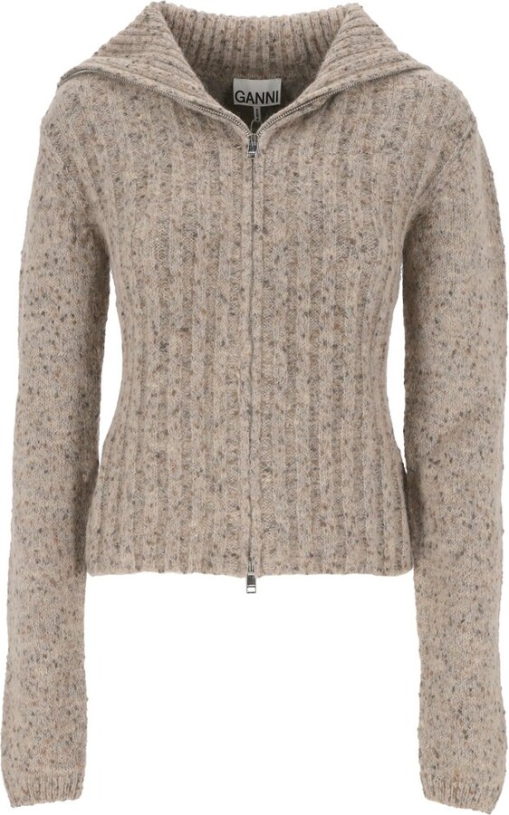 Ganni Highneck Zip Cardigan