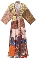 Thumbnail for your product : RIANNA + NINA Sequinned Patchwork Vintage-silk Wrap Coat - Multi