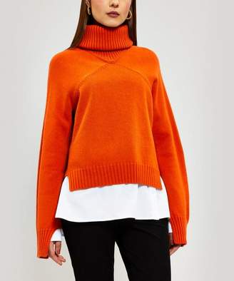 Rosetta Getty Cropped Panelled Roll-Neck Jumper