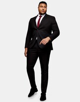 Thumbnail for your product : Topman Big & Tall skinny single breasted suit jacket in black