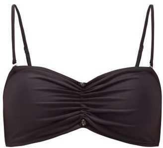 Ganni Ruched-front Recycled-material Bikini Top - Black
