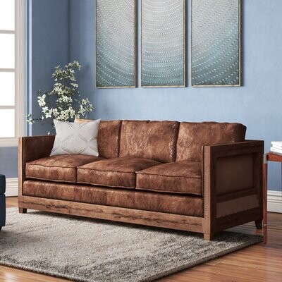 Union Rustic Sherly 72" Genuine Leather Square Arm Sofa - ShopStyle