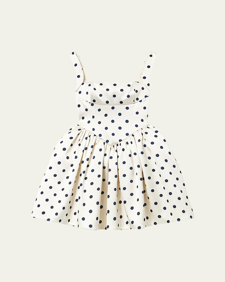 Self-Portrait Polka Dot Satin Mini Dress