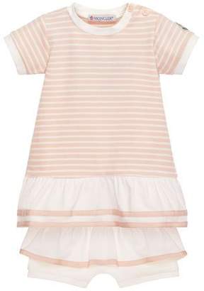 Moncler Short-Sleeve Striped Tunic w/ Ruffle Bloomers, Pink, Size 6-24 Months