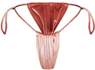 PrettyLittleThing Rose Tan Mini Velvet Toggle Bikini Bottom