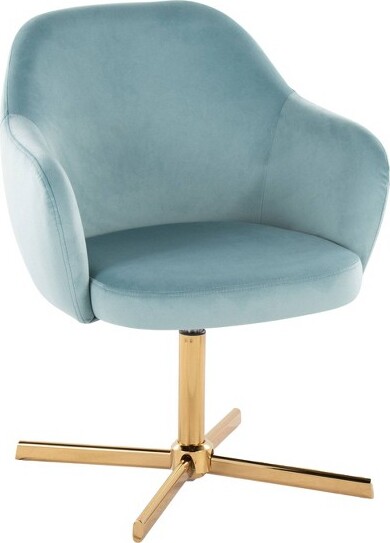 Lumisource LumiSourceBuenaSwivelAccentChairChromeGold/LightBlueVelvet