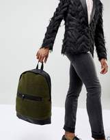 Thumbnail for your product : ASOS Backpack In Khaki Borg With Faux Leather Trims
