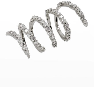 Staurino Magic Snake 18K White Gold Spiral Ring with Diamonds, Size 6.5