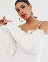 Thumbnail for your product : For Love & Lemons Vera broderie anglaise mini dress with cold shoulder