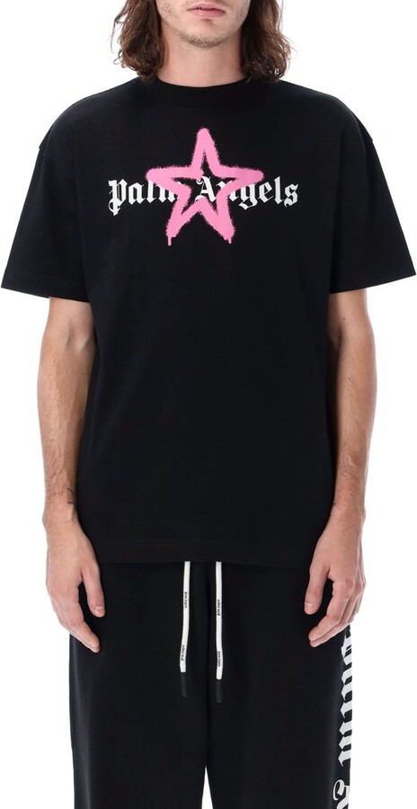 Palm Angels Pink Star Sprayed Unisex T Shirt 