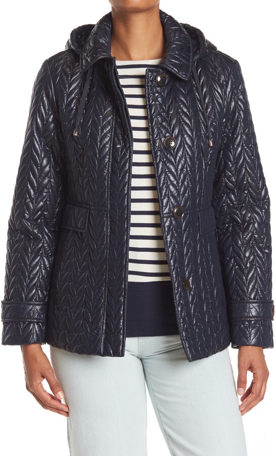 Kate Spade Herringbone Quilted Hooded Puffer Jacket ShopStyle
