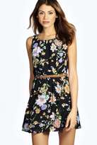 Thumbnail for your product : boohoo Sophie Floral Chiffon Skater Dress