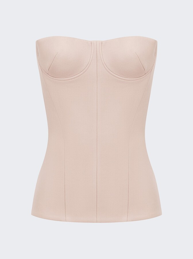 Alex Perry Suiting Longline Cupped Corset Top Sepia