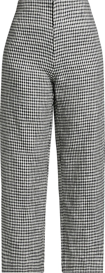 Reformation Women's Joni Gingham Linen Crop Pants - Remy Check - Size 0