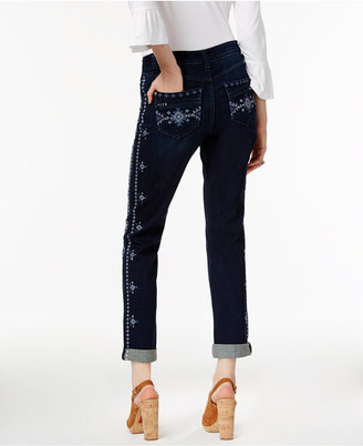INC International Concepts Curvy Embroidered Boyfriend Jeans, Only at Macy's