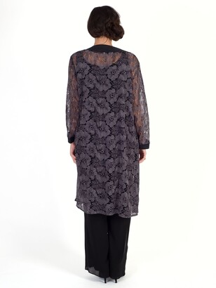 Chesca Floral Embroidered Lace Coat, Wild Heather
