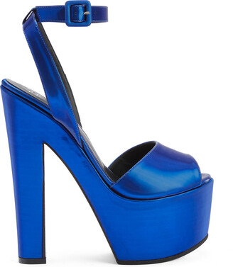 Louis Vuitton Snakeskin Peep-toe Platform Sandals Blue ref.874145 - Joli  Closet