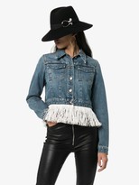 Thumbnail for your product : Alanui Hawaii Map-embroidered fringed denim jacket