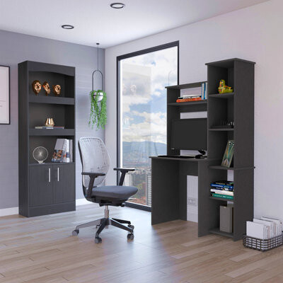 Corrigan Studio 2 Piece Office Set, Dozza Bookcase + Aramis Desk