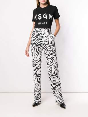 MSGM zebra print straight trousers