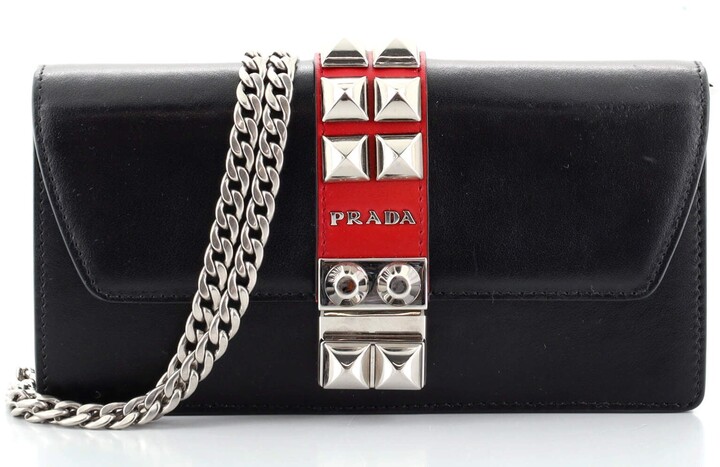 prada studded wallet