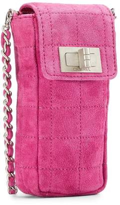 Chanel Pink Quilted Suede Reissue Phone Holder