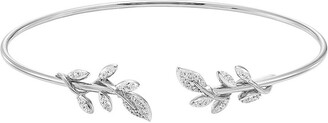Unbranded Sterling Silver 1/5 Carat T.W. Diamond Leaf Cuff Bracelet