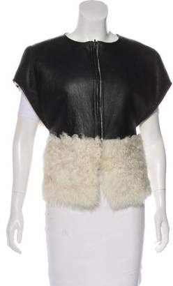 Nellie Partow Leather-Trimmed Shearling Vest