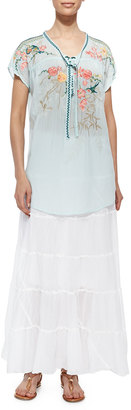 Johnny Was Collection Tiered Maxi Skirt, White