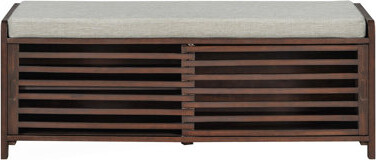 Shoe Bench With Storage And Cushion, Distressed Shutter Storage Bench With Retro Charm For Living Room, Entryway (White)