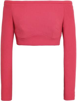 Emilia Wickstead Cropped Off-the-shoulder Wool-crepe Top